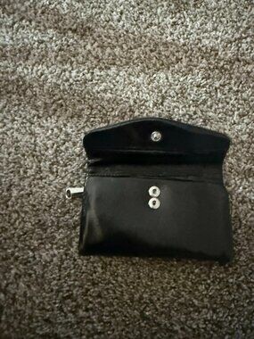 HOBO Lauren Black Leather Clutch Wallet Double Kisslock Frame Trifold Organizer